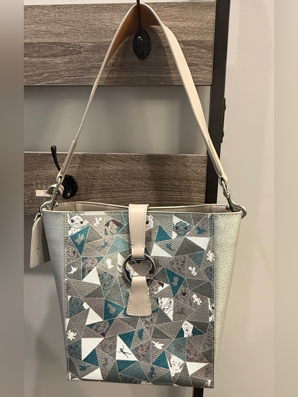 Dooney & Bourke Geometric Shoulder Bag - Gray and Teal